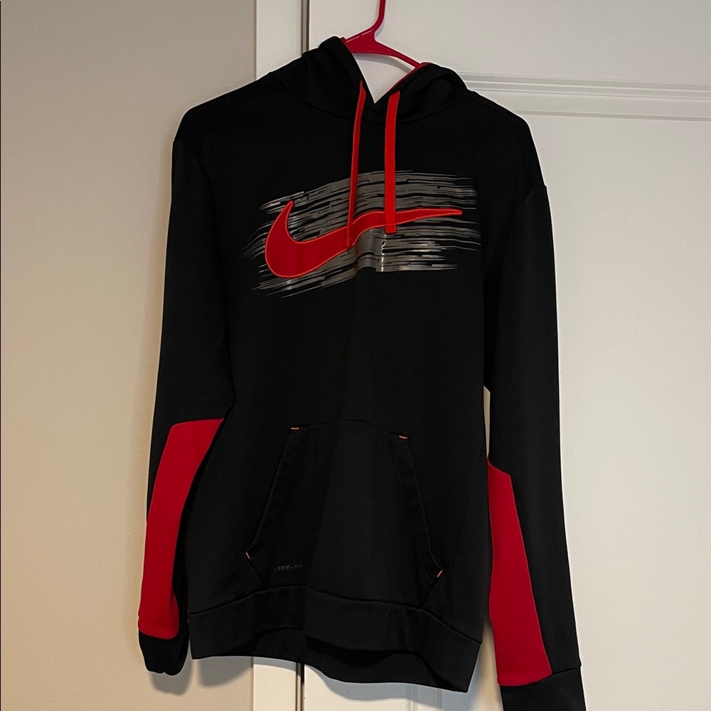 Nike Men's Black Sweater with Red Accents